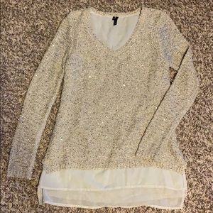Sequin, cream sweater